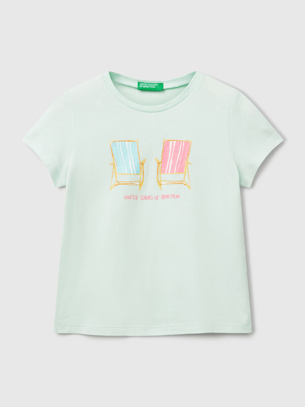 T-shirt regular fit com glitter Menina