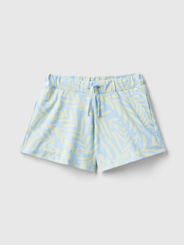 Shorts azul-celeste com estampa tropical Menina