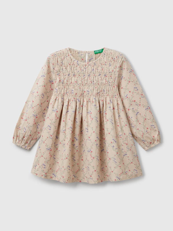 Vestido às flores em algodão Menina