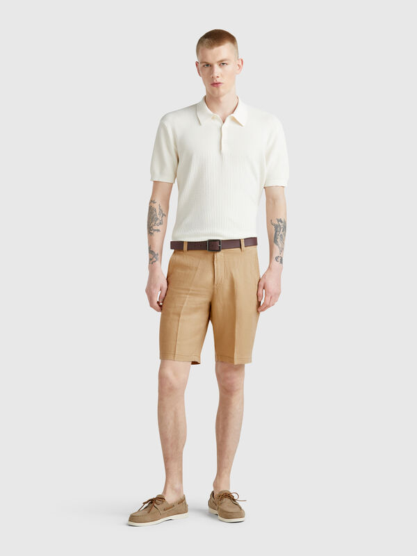 Bermudas em linho puro Homem