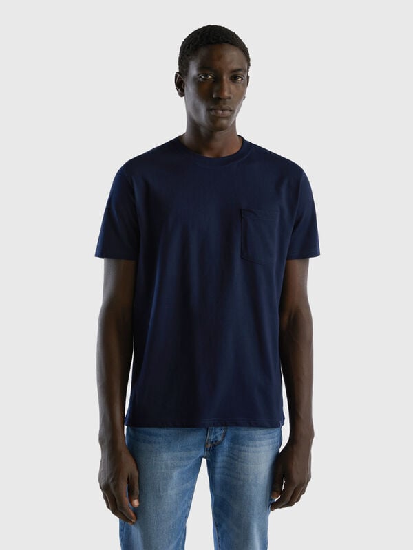 T-shirt 100% algodão com bolso Homem