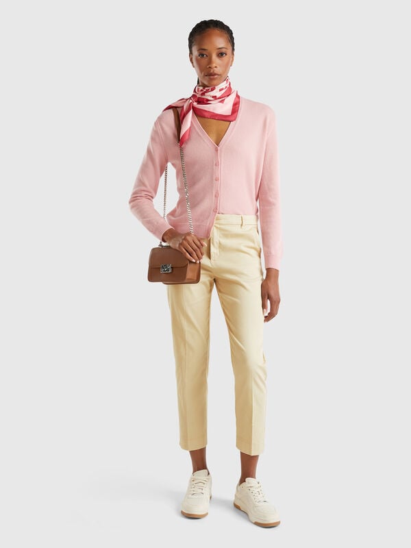 Chinos cropped em algodão stretch Mulher