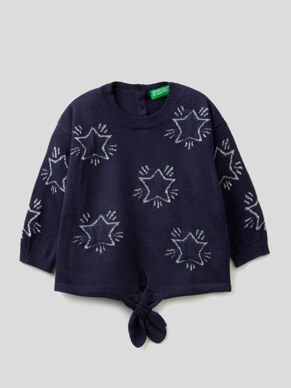 Camisola com intársia de estrelas e laço image number 1