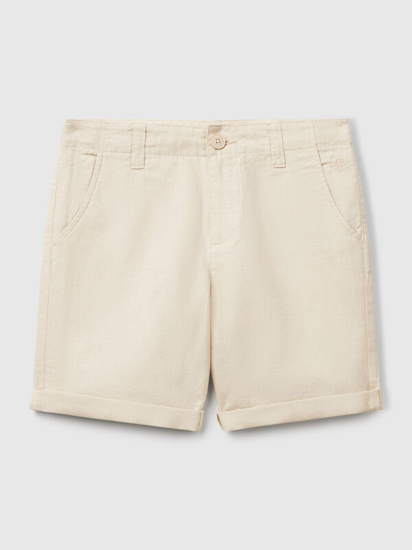 Bermudas chino em mistura de linho Menino