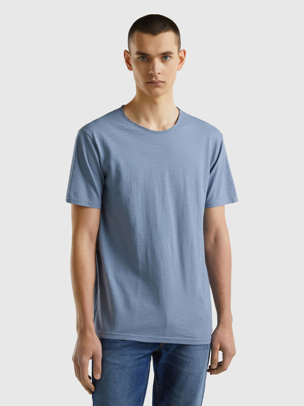 T-shirt azul força aérea em algodão flamé Homem