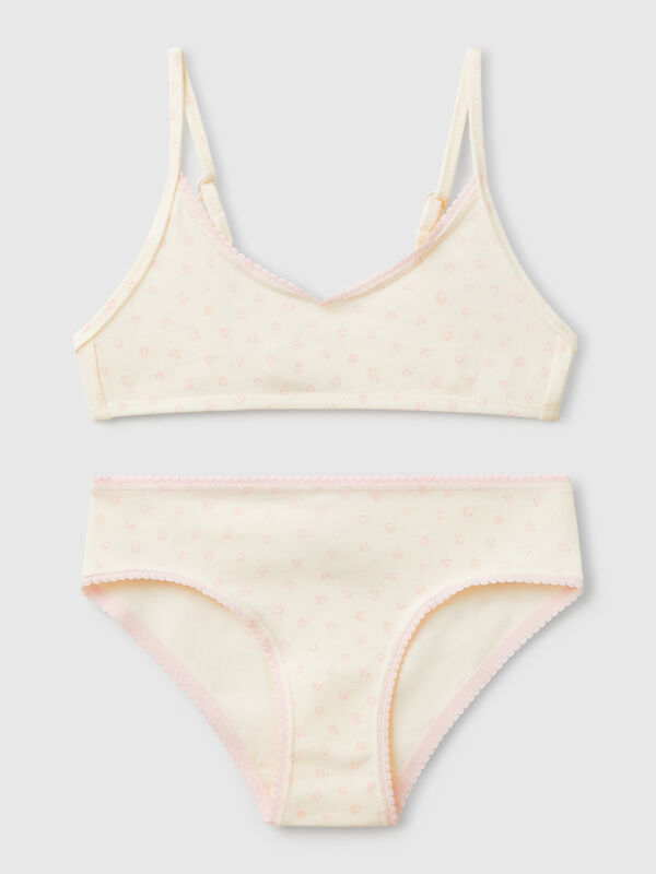 Conjunto brassiere e slip às flores Menina