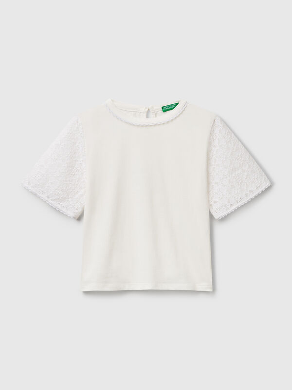 T-shirt com manga em renda Menina