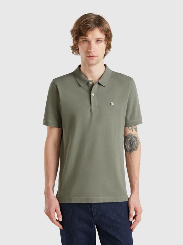 Polo verde sálvia slim fit Homem