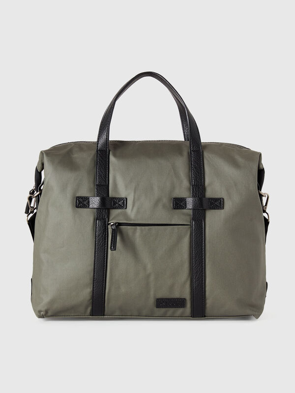 Bolsa Messenger em tecido efeito pele Homem