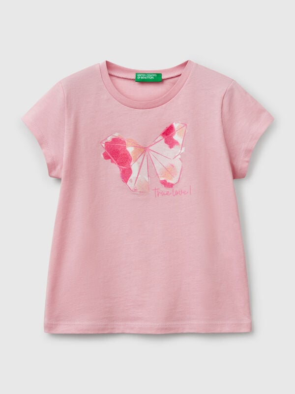 T-shirt em algodão com glitter Menina