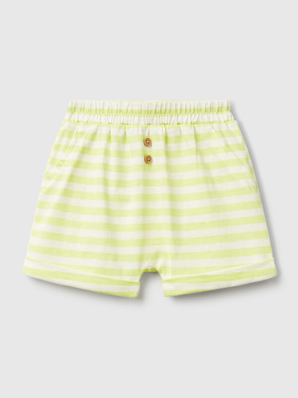 Shorts às riscas com dobra Recém-nascido