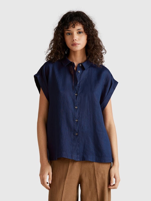 Camisa regular fit em linho puro Mulher