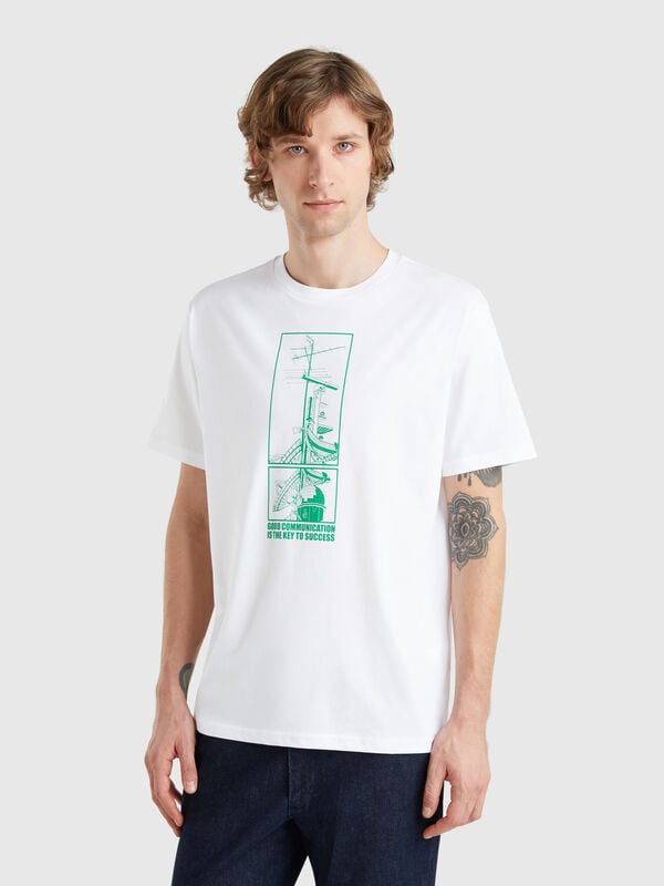 Camiseta com estampa de algodão orgânico Homem