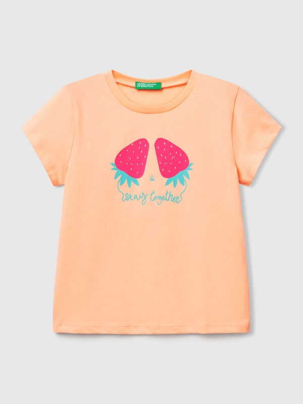 T-shirt com estampa fluorescente Menina