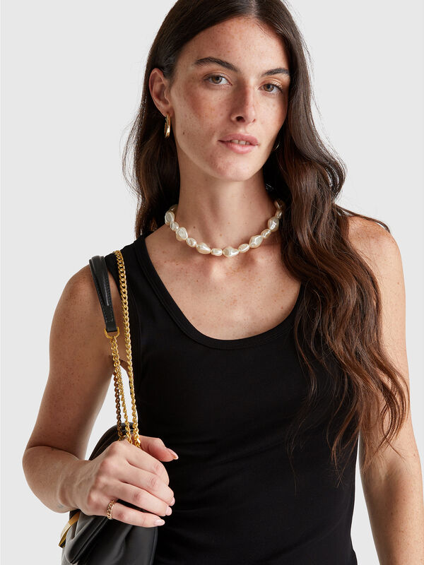 Top preto em algodão puro Mulher