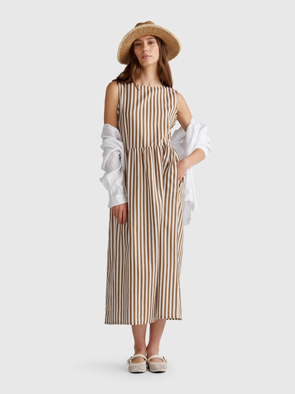 Vestido midi às riscas Mulher