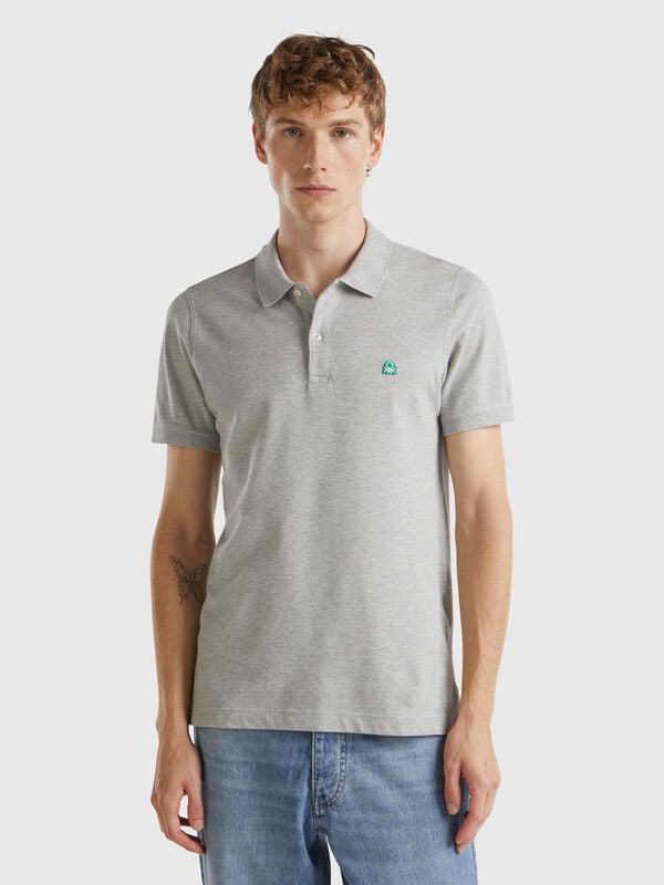 Polo cinza mélange slim fit Homem