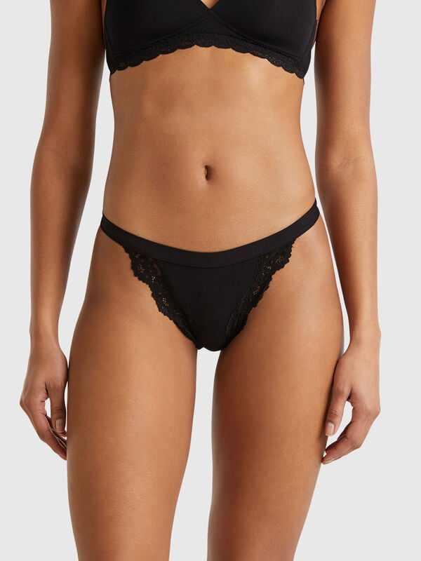 Slip com insertos em renda Mulher