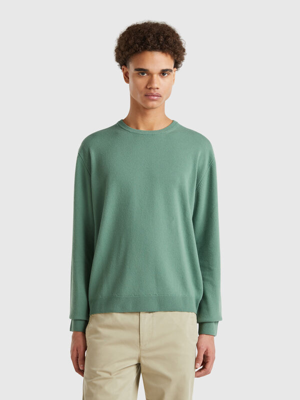 Camisola verde floresta em pura lã Merino Homem