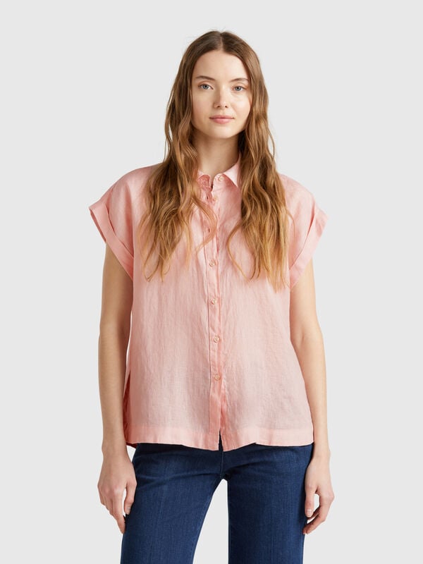 Camisa regular fit em linho puro Mulher