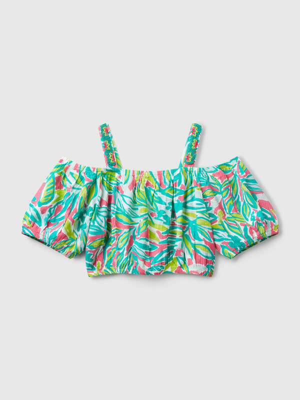 Crop top com estampado tropical Menina
