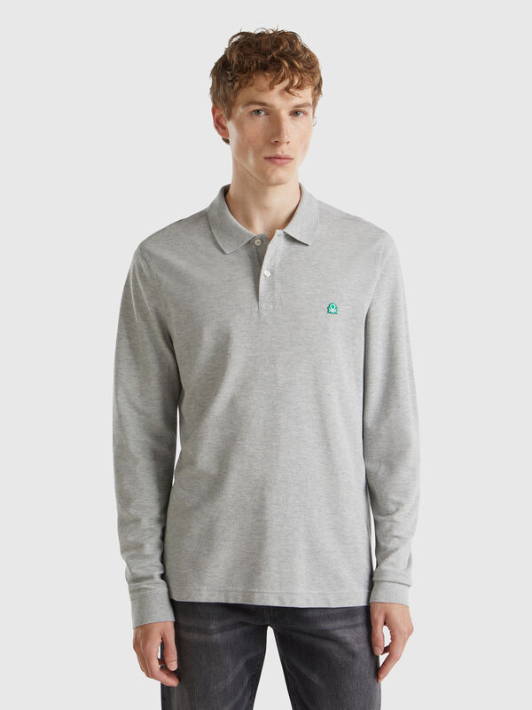 Polo de manga comprida em algodão  Homem