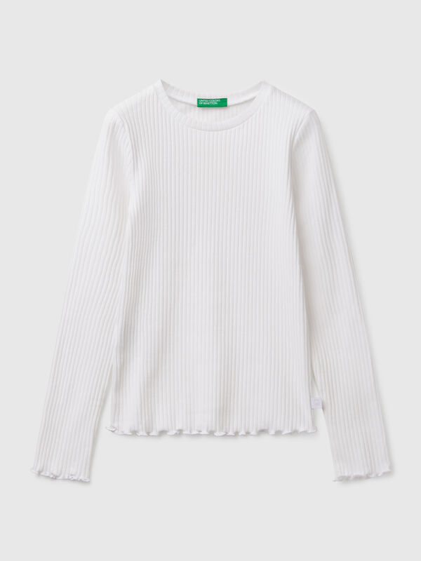 T-shirt slim fit em algodão stretch Menina