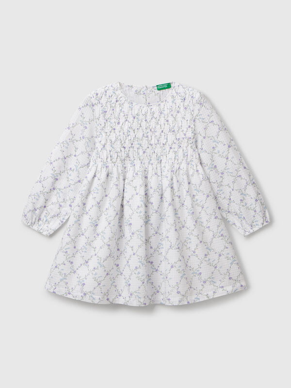 Vestido às flores em algodão Menina