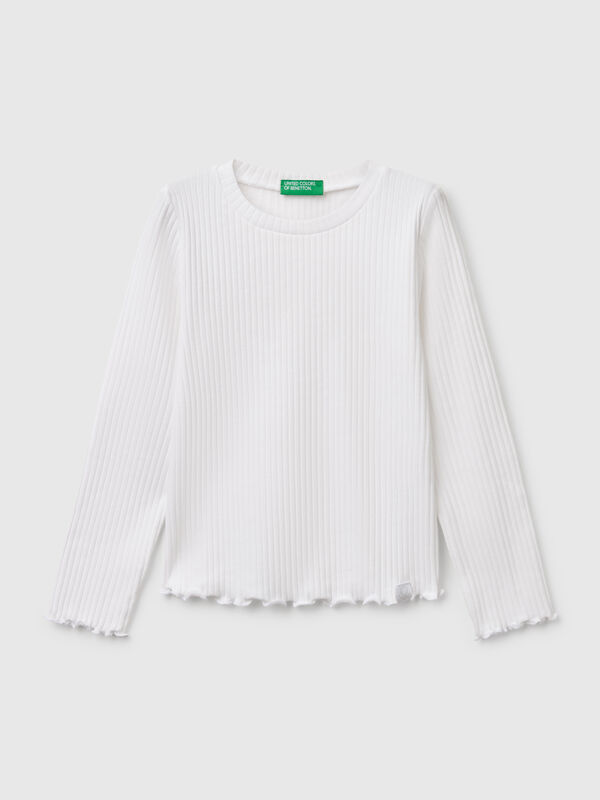 T-shirt slim fit em algodão stretch Menina