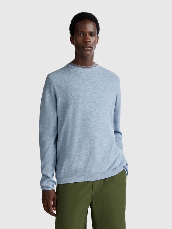 Camisola em mistura de linho e algodão Homem