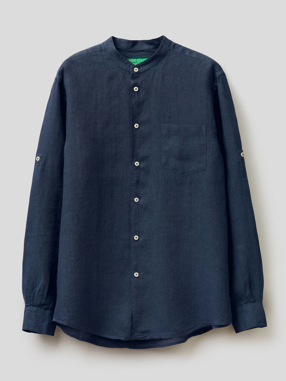 Camisa em linho com gola coreana image number 1