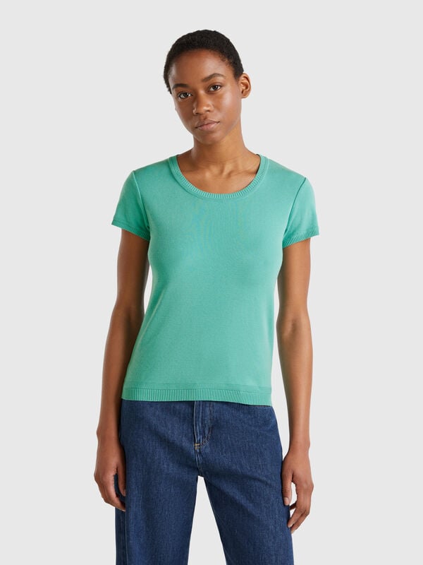 Camisola de manga curta em 100% algodão Mulher