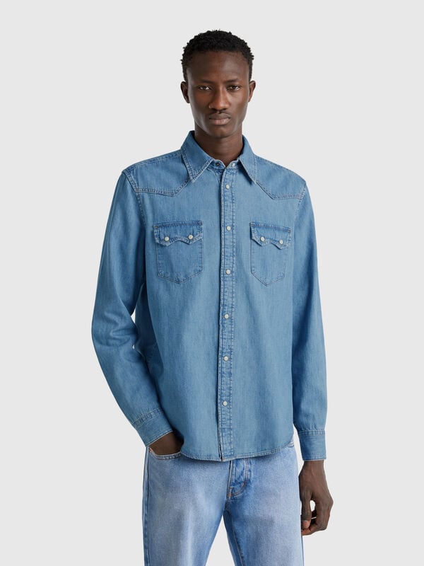 Camisa jeans ocidental Homem