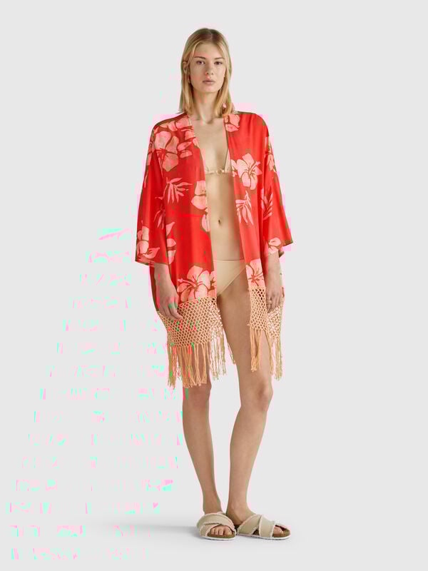 Suéter quimono com estampa floral Mulher