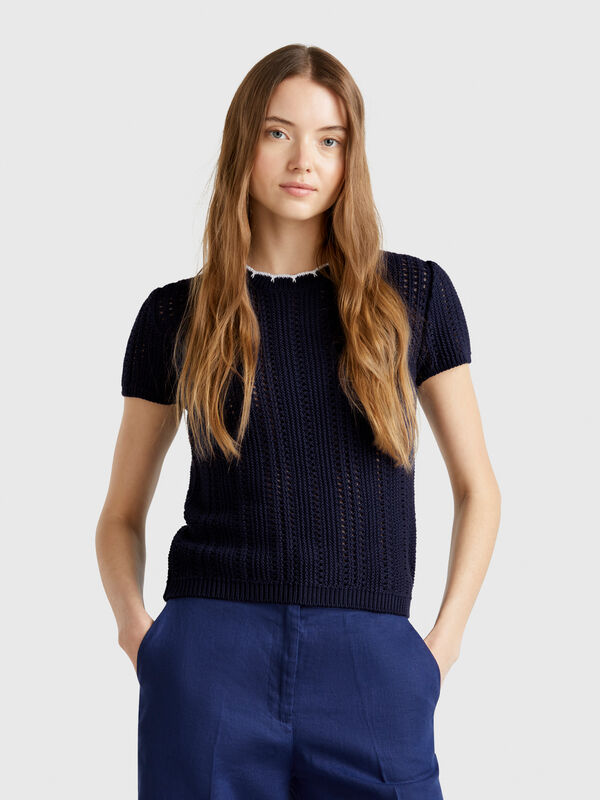 Camisola perfurada em algodão puro Mulher