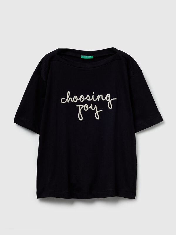 T-shirt com slogan bordado Mulher