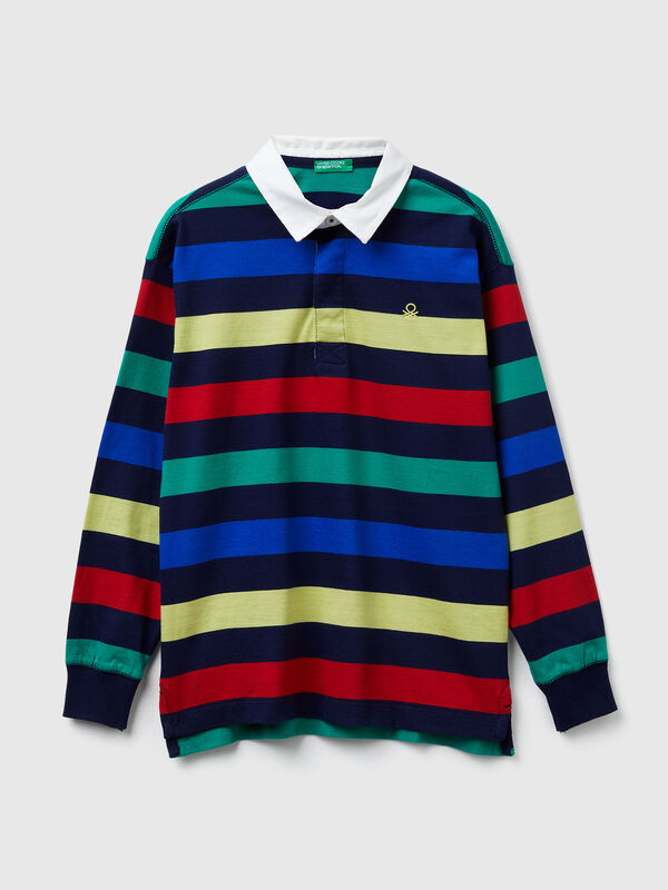 Polo às riscas em algodão Menino