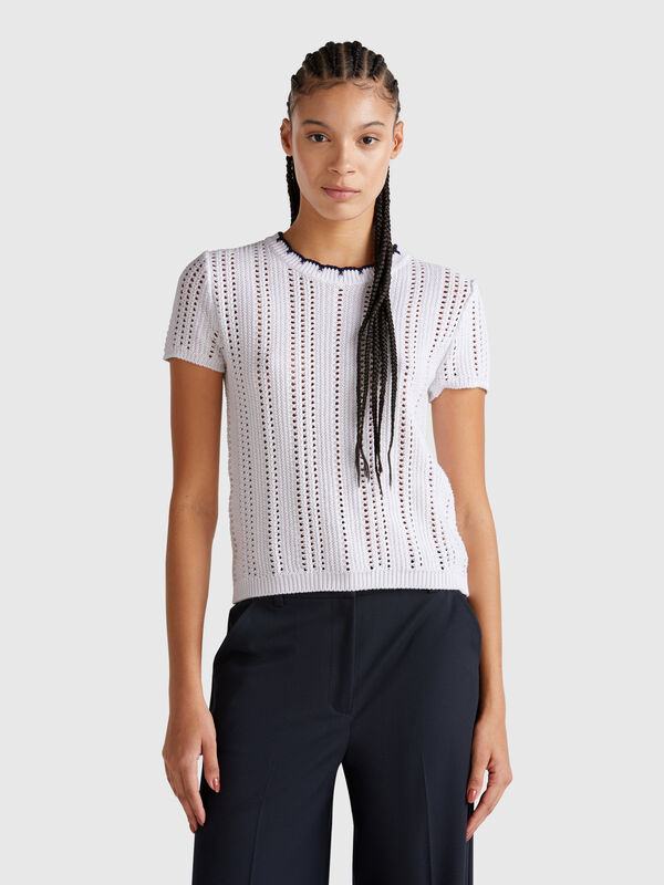 Camisola perfurada em algodão puro Mulher