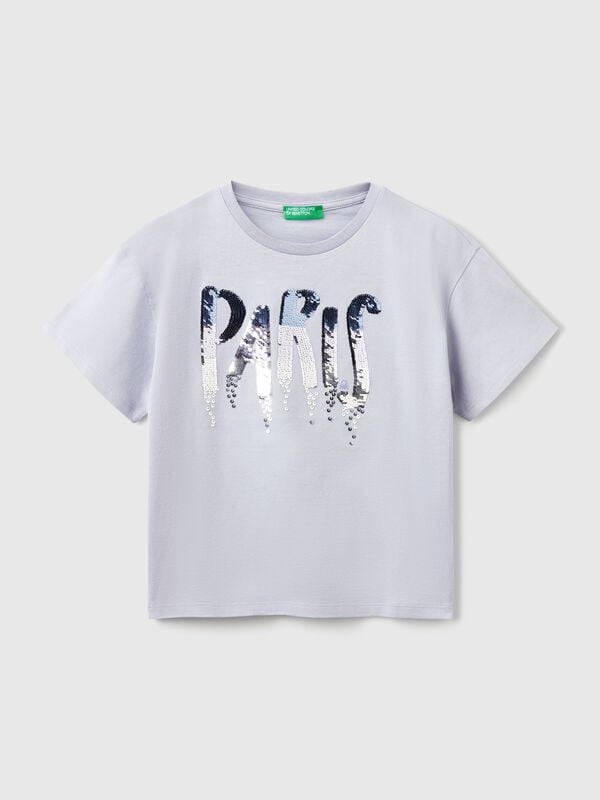 T-shirt com estampa e lantejoulas Menina