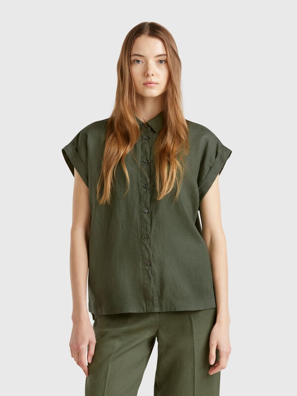 Camisa regular fit em linho puro Mulher