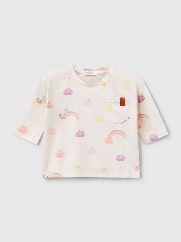 T-shirt com estampa arco-íris Recém-nascido