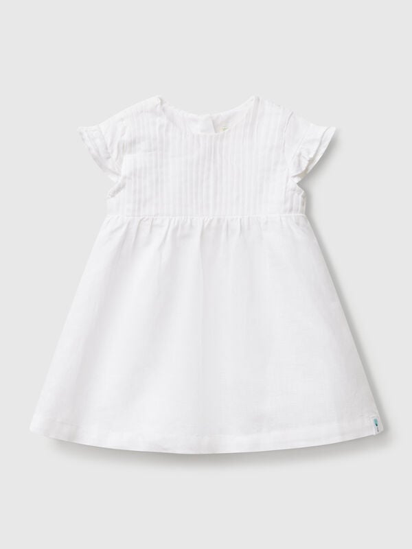 Vestido em mistura de linho e algodão Recém-nascido
