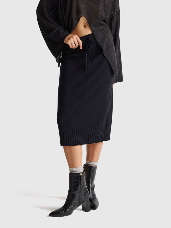Saia midi em mistura de caxemira Mulher