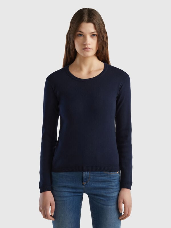 Camisola de gola redonda em algodão puro Mulher