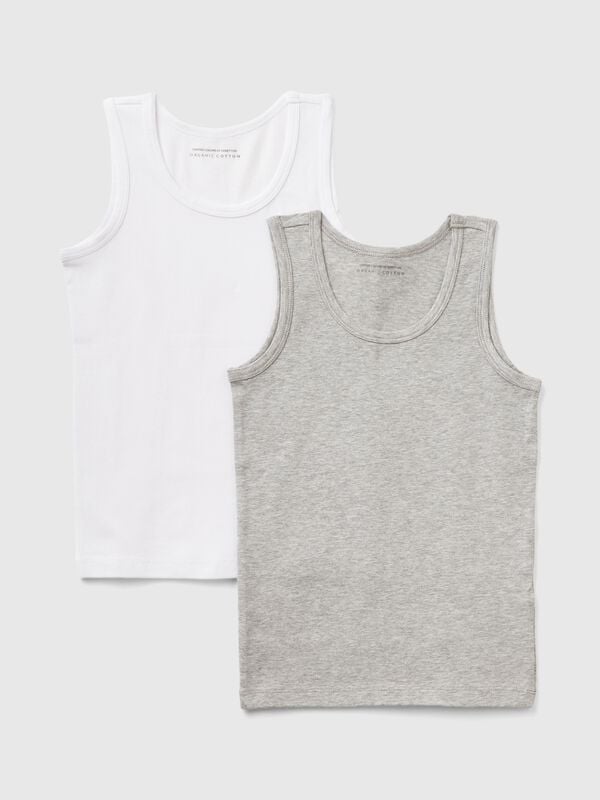 Duas t-shirts sem mangas em algodão stretch Menino