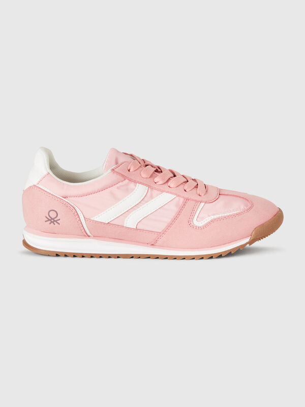 Sneakers de cano baixo efeito de camurça Mulher