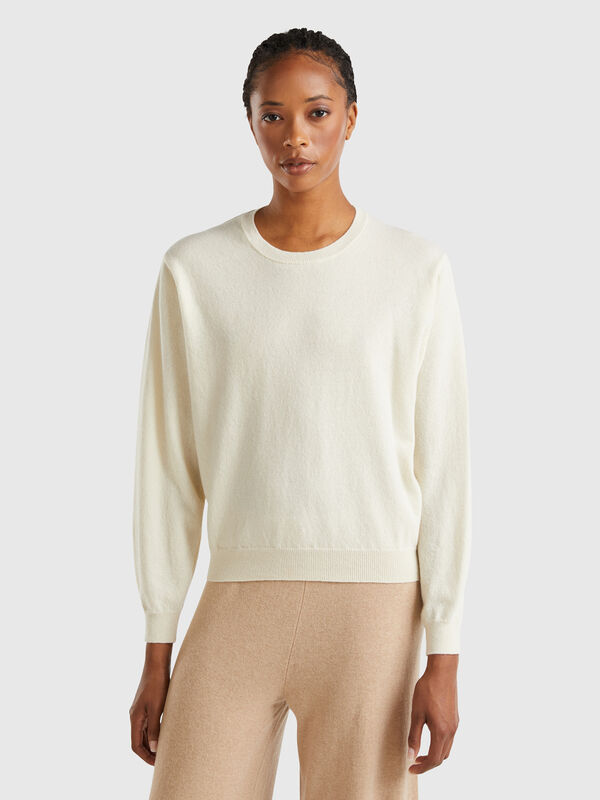Camisola relaxed fit em pura lã Merino Mulher