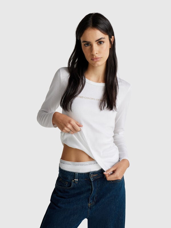 T-shirt de manga comprida 100% algodão Mulher