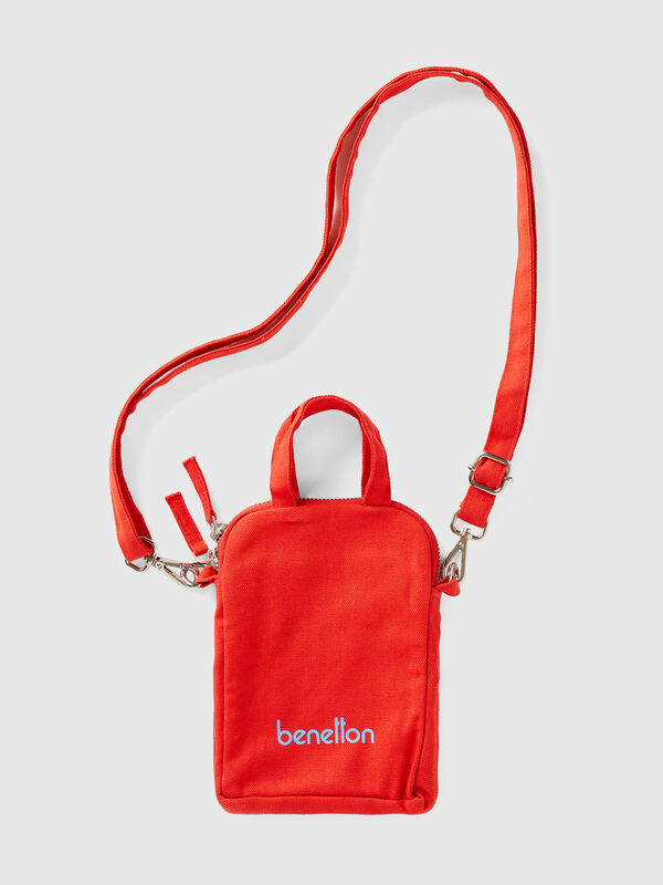 Porta-telemóvel vermelho em algodão puro