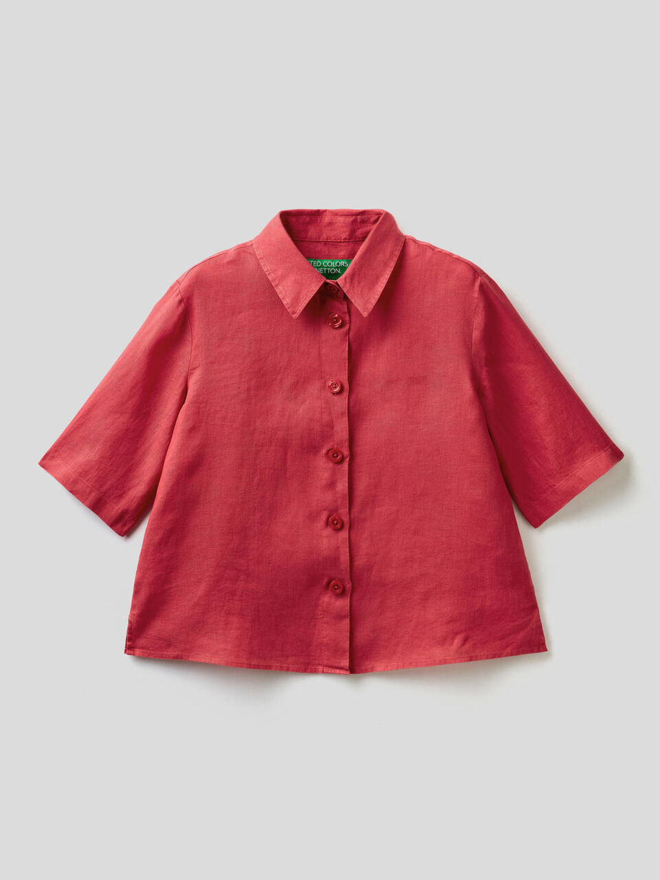 Camisa curta em puro linho image number 1